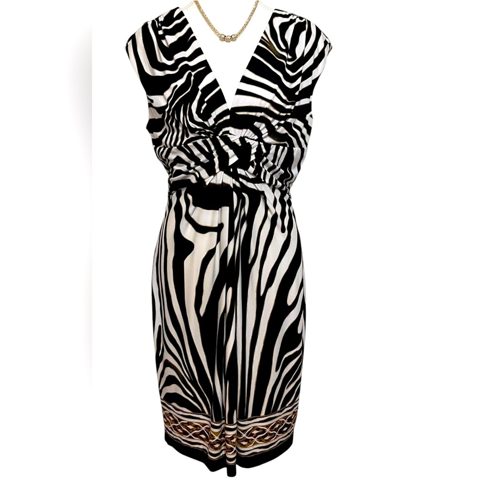 Cache Black and White Zebra Dress